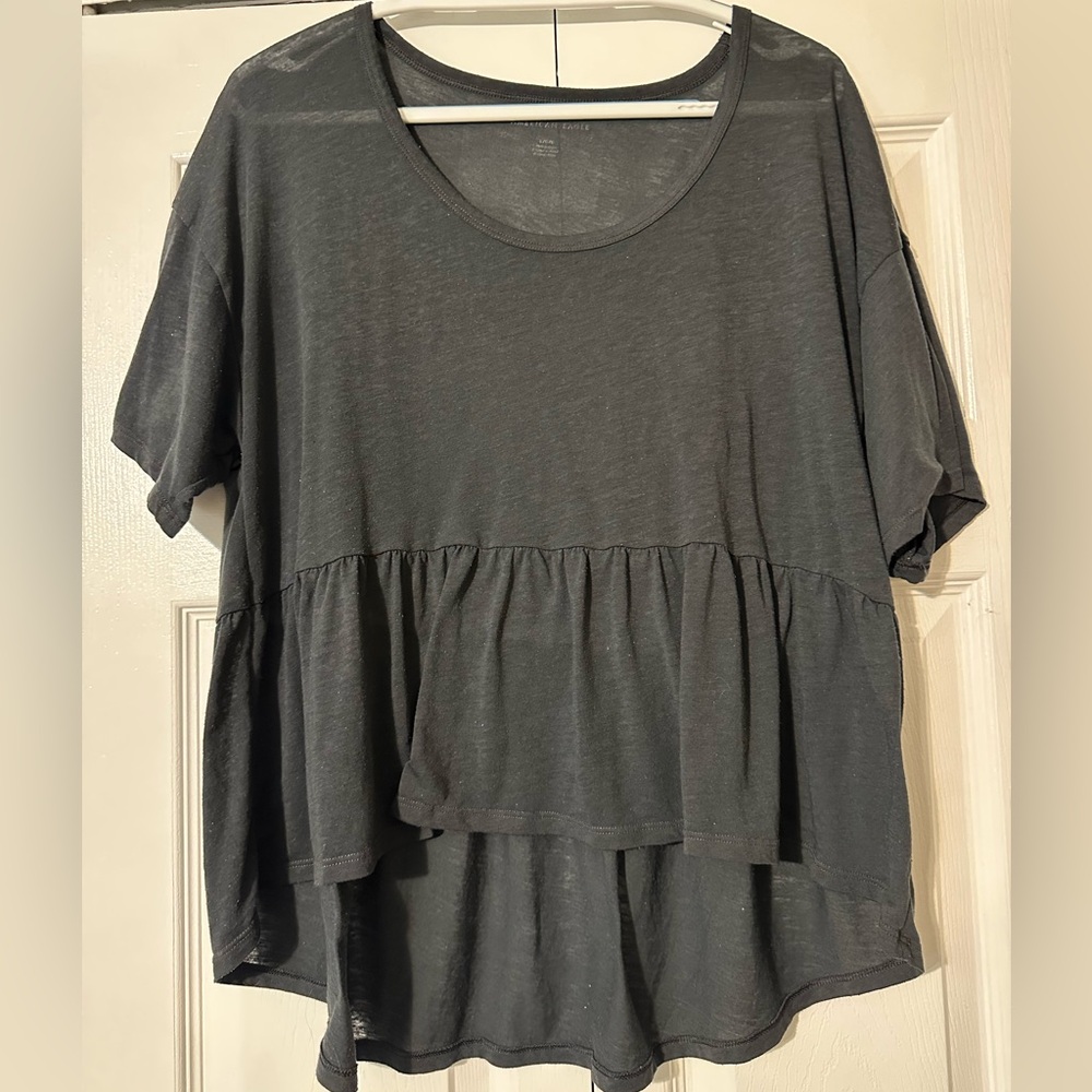 Women's Washed Gray Babydoll Top